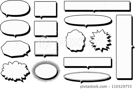 簡單的漫畫風格語音氣泡集 3D 帶陰影 110329755