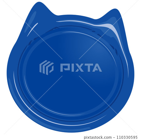 貓形封印蠟徽藍色無文字向量圖 110330595