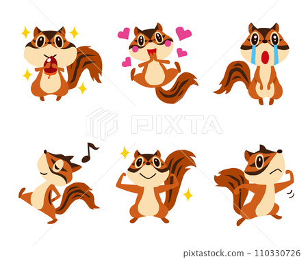 手繪可愛花栗鼠人物設定2(興奮、哭泣、握拳等) 手繪可愛花栗鼠人物設定2(興奮、哭泣、握拳等) 110330726
