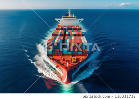 Container ships sailing on the seas support cargo transport and export/import trade in global logistics. "AI image generation" 110331732