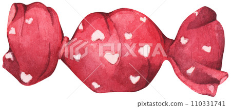 Watercolor painting of Candy in wrapper. Watercolor painting of Candy in wrapper. 110331741