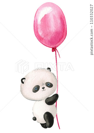 Panda watercolor drawing illustrations, cute Panda bear on an isolated background. Watercolor baby Animal Panda watercolor drawing illustrations, cute Panda bear on an isolated background. Watercolor baby Animal 110332027