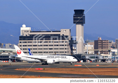Osaka International Airport JAL plane ready for takeoff Osaka International Airport JAL plane ready for takeoff 110332220