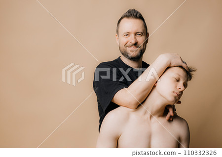 image of physiotherapist massaging man in hospital image of physiotherapist massaging man in hospital 110332326