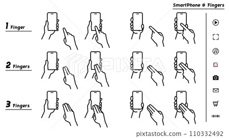 Smartphone operation illustration set Smartphone operation illustration set 110332492