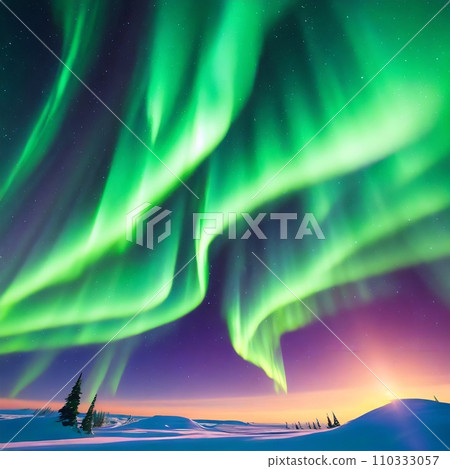 極夜中燃燒的極光帷幕 極夜中燃燒的極光帷幕 110333057