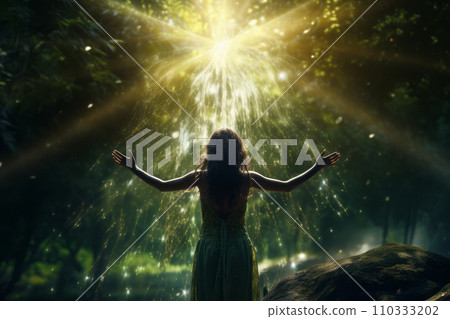 一位女士在水邊練習瑜珈或禪宗冥想。提高你的思想和靈性,以實現成長、自由和成功。 《AI圖像生成》 一位女士在水邊練習瑜珈或禪宗冥想。提高你的思想和靈性,以實現成長、自由和成功。 《AI圖像生成》 110333202