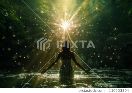 一位女士在水邊練習瑜珈或禪宗冥想。提高你的思想和靈性,以實現成長、自由和成功。 《AI圖像生成》 一位女士在水邊練習瑜珈或禪宗冥想。提高你的思想和靈性,以實現成長、自由和成功。 《AI圖像生成》 110333204
