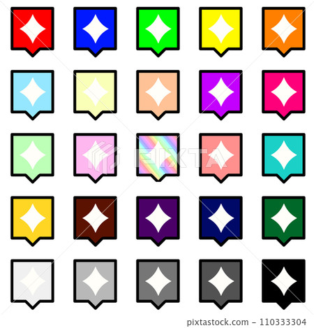 White glitter 1 and colorful square speech bubbles 25 color set 110333304