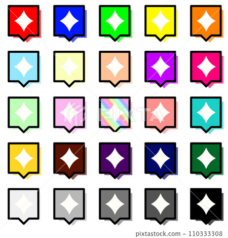 White glitter 1, square speech bubble with colorful inside and colorful shadow 25 color set 110333308