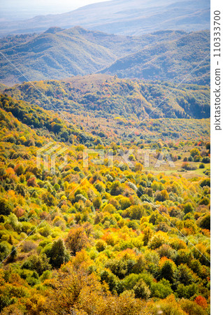Bright landscape of autumn mountains of Ossetia 110333700