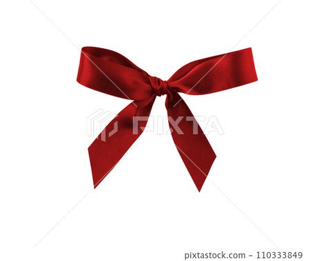Satin ribbon bow red color isolated on white background Satin ribbon bow red color isolated on white background 110333849