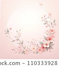超淺粉紅色背景上有春花的框架 110333928
