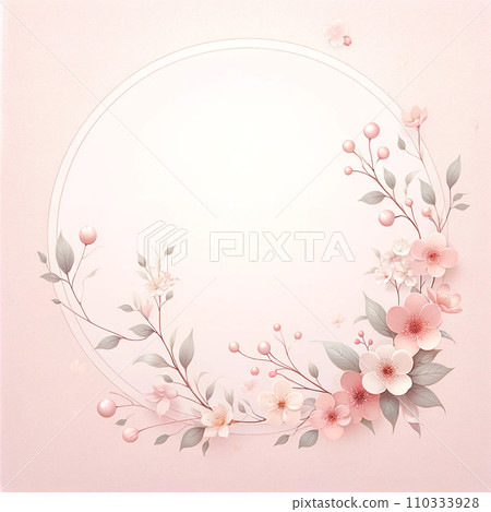 超淺粉紅色背景上有春花的框架 超淺粉紅色背景上有春花的框架 110333928