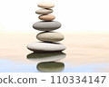 The Zen stone is on the surface of the water. A space of relaxation and tension frees and grows the soul and spirit. "AI image generation" 110334147