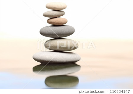 The Zen stone is on the surface of the water. A space of relaxation and tension frees and grows the soul and spirit. "AI image generation" The Zen stone is on the surface of the water. A space of relaxation and tension frees and grows the soul and spirit. "AI image generation" 110334147