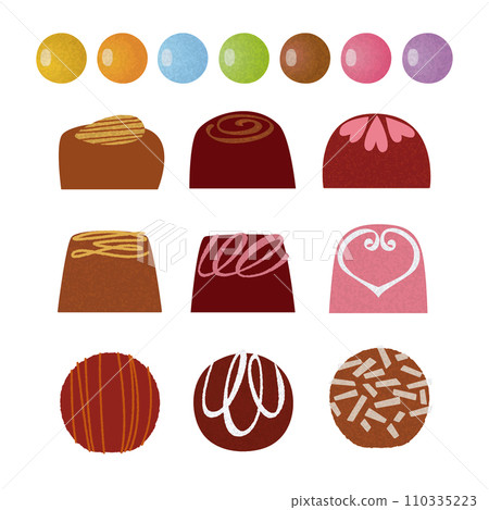 Chocolate set_Bite of chocolate_Chocolate truffle_7 colors of marble chocolate 110335223