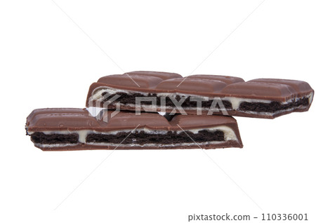 milk chocolate brocken isolated on the white 110336001
