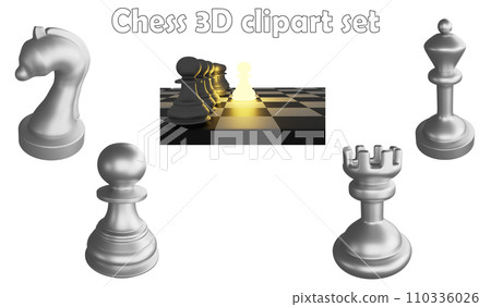 Chess clipart element ,3D render chess concept isolated on white background icon set No.6 110336026