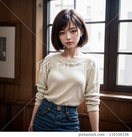 年輕女子的髮型圖像（AI圖像） 110336336
