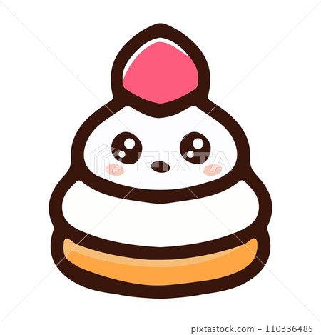 choux cream sweet dessert. Flat Design isolated colored clipart. choux cream sweet dessert. Flat Design isolated colored clipart. 110336485