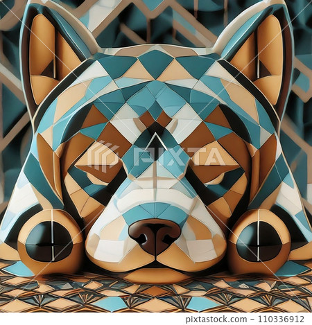 Sleeping dog face digital mosaic pattern Sleeping dog face digital mosaic pattern 110336912