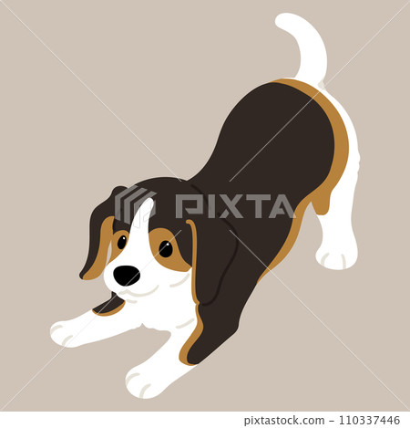 A simple and cute illustration of a dark brown beagle that invites you to play.No main line. 110337446