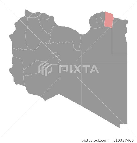 Derna district map, administrative division of Libya. Vector illustration. 110337466