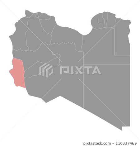 Ghat district map, administrative division of Libya. Vector illustration. 110337469