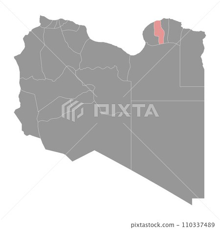 Marj district map, administrative division of Libya. Vector illustration. 110337489