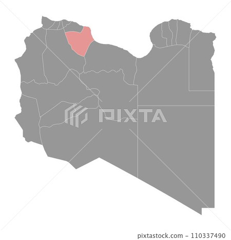 Misrata district map, administrative division of Libya. Vector illustration. 110337490