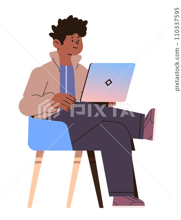 african american man student watching free online courses on laptop education day live webinar e-learning concept african american man student watching free online courses on laptop education day live webinar e-learning concept 110337595