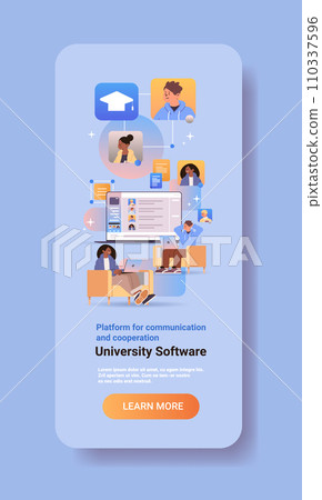 students group discussing during online video call on laptop screen virtual conference platform for communication and cooperation students group discussing during online video call on laptop screen virtual conference platform for communication and cooperation 110337596