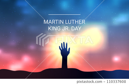Martin Luther King Jr. Day black man and USA flag MLK banner horizontal Martin Luther King Jr. Day black man and USA flag MLK banner horizontal 110337608