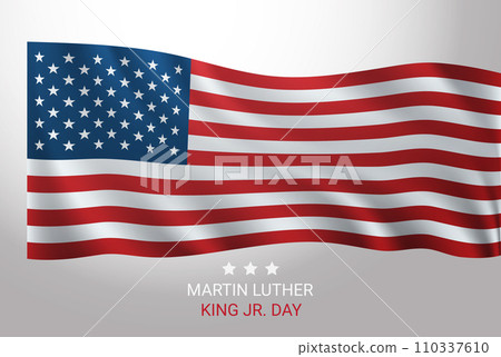 Martin Luther King Jr. Day black man and USA flag MLK banner horizontal Martin Luther King Jr. Day black man and USA flag MLK banner horizontal 110337610