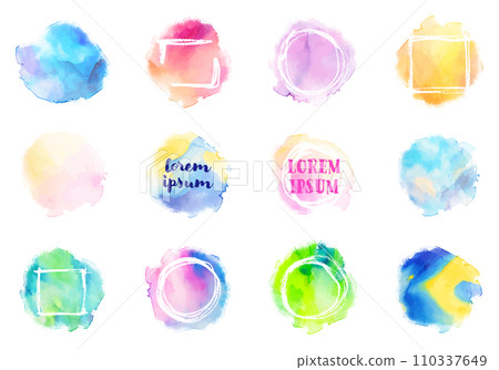 Watercolor colorful round texture (vector) 110337649