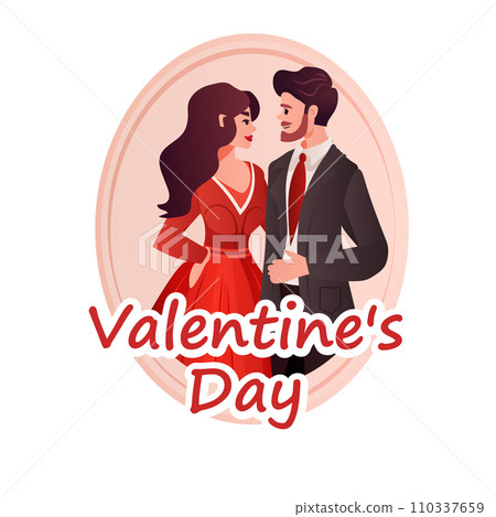 man woman lovers standing together happy valentines day celebration concept 110337659