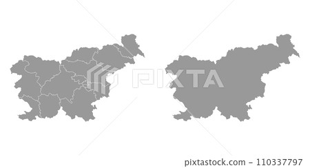 Slovenia grey map with regions. Vector illustration. 110337797