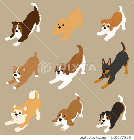 Simple and cute dog illustration set E that invites you to play (no main line) 110337839