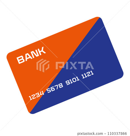 Flat design credit card template. Vector Cartoon illustration isolated on white. Design element, Finance concept, Online payment. Business equipment, E-commerce object for Paying. 110337866