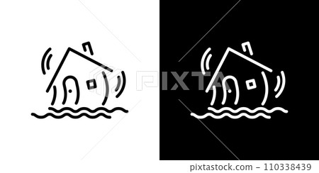 Simple earthquake disaster icon 110338439