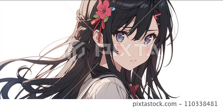 Image of cherry blossoms in full bloom and female student graduation/admission season Image of cherry blossoms in full bloom and female student graduation/admission season 110338481