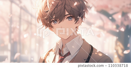 櫻花盛開和男學生畢業/入學季節的形象 110338718