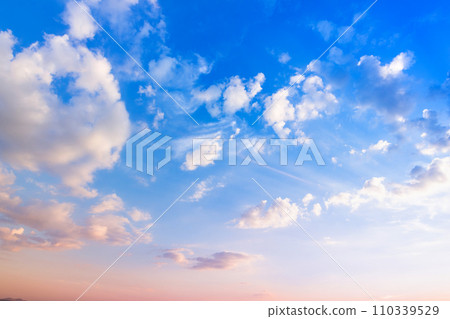 beautiful blue sky with the fluffly clouds 110339529