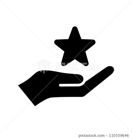 Ranking icon. Hand holding star. Bonus points. Loyalty program. Ranking icon. Hand holding star. Bonus points. Loyalty program. 110339646