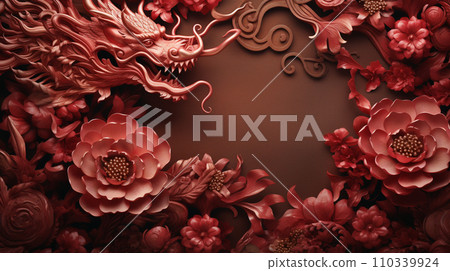 Happy Chinese new year background. Dragon background with copy space. Generative AI 110339924
