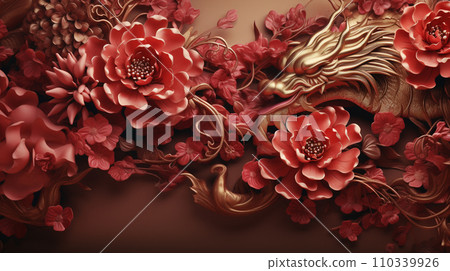 Happy Chinese new year background. Dragon background with copy space. Generative AI 110339926