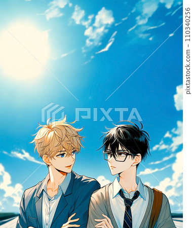 Image of Boys Love Two high school boys BL Generative AI 110340256