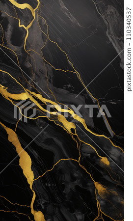 AI-generated content. Luxurious black marble with intricate gold veins, elegant backgrounds for high end design elements 110340537