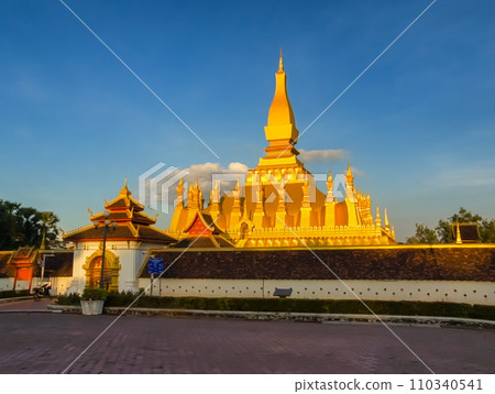 Pha That Luang golden stupa, Vientiane, Laos, Lao People's Democratic Republic Pha That Luang golden stupa, Vientiane, Laos, Lao People's Democratic Republic 110340541